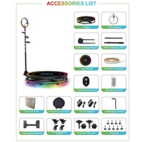 Machine à lumière d'appoint pour photomaton 360°, caméra, iPad, selfie, vidéo, rotation automatique pour fête, anneau lumineux, rotation à 360° avec support