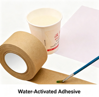 Ruban adhésif d'emballage écologique brun kraft, adhésif acrylique activé par l'eau, sans plastique, biodégradable, déchirable, inscriptible, 50 m, pour scellage de boîtes