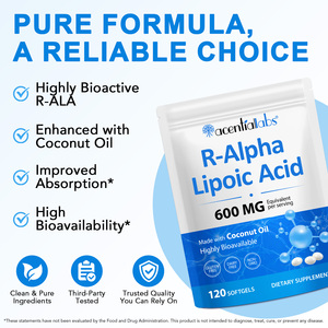 Integratore Alimentare Acentiallabs, Capsule di Acido R-Alfa Lipoico ad Alta Potenza con Olio di Cocco per la Produzione di Energia Cellulare - Product Image 2