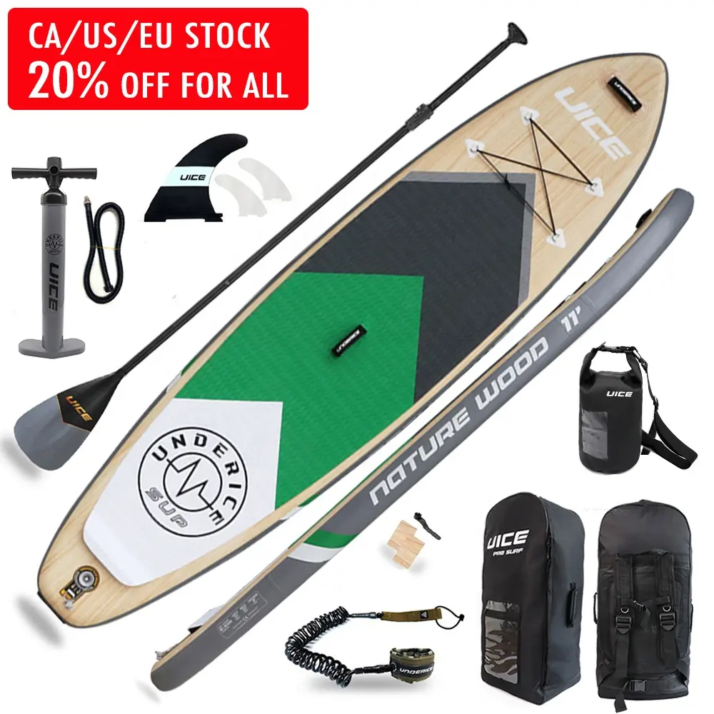 UICE 11'x33 ''x 6'' Drei schicht iges stärkstes Holz design Aufblasbare Sup Stand Up Paddle Boards Custom Sup Surf board