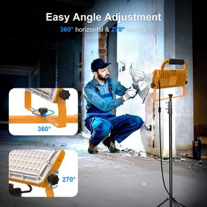 Lámpara de Trabajo LED de 6500LM, Equivalente a 500w, Luz de Inundación de 5000k, IP67 Impermeable, Soporte Ajustable, Portátil - Product Image 4