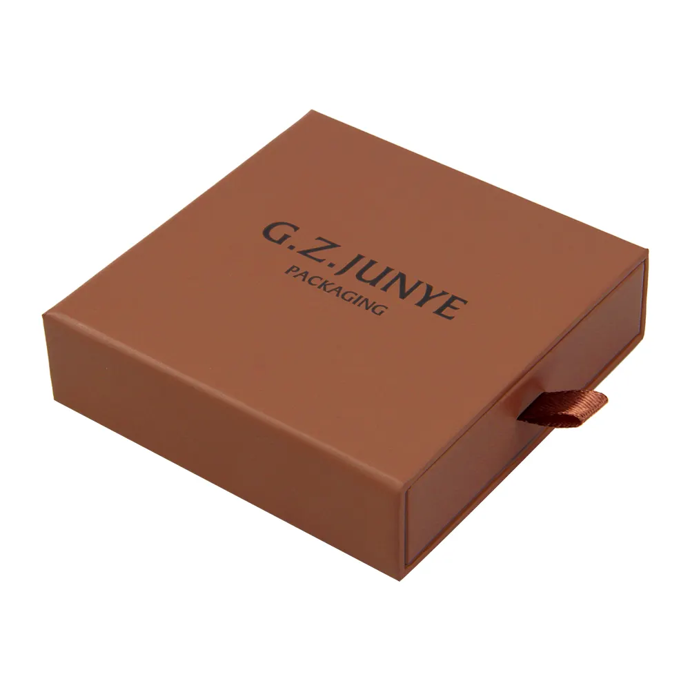 Caja de joyería de papel marrón, cajonera de lujo personalizada, embalaje de joyería con logotipo