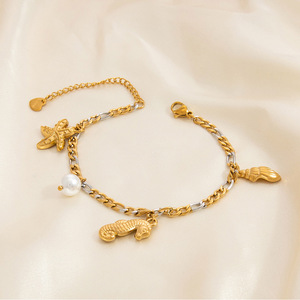 Starfish Freshwater Pearl <b>Bracelet</b> 18K Gold Plated Women's Everyday Wear Jewelry White Pearl Beaded Design Geometric Shape - Product Image 3