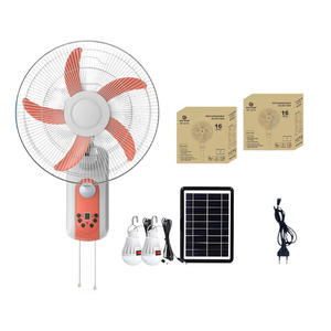 Hot Sale 16-Inch 5 Blade <b>Rechargeable</b> Emergency Wall Fan With <b>LED</b> <b>Light</b> Solar Chargeable Wall Fan SF-1124 Solar Wall Fan - Product Image 3