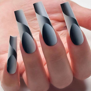 Fournisseurs de <span class=keywords><strong>faux</strong></span> ongles uniques en noir transparent, forme cercueil, <span class=keywords><strong>faux</strong></span> ongles ballerine, réutilisables, en acrylique ABS, couverture complète, à presser - Product Image 4