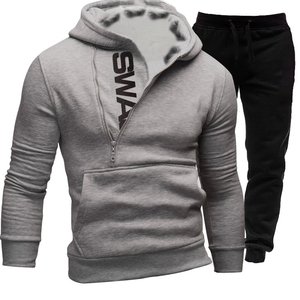 Casual heren kleding plus size trainingspak heren 2-delig set sweater en sportbroek outfits rits hoodies - Product Image 5
