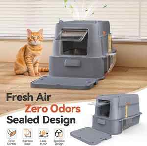 صيحات جديدة تصميم أدراج كبيرة جدًا بسهولة تغيير فضلات القطط من الفولاذ المقاوم للصدأ القط للقطط الكبيرة والسمينة - Product Image 4