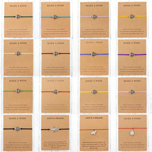 Bracelets d'amitié en cire colorée tressée à la main en gros Bracelets femmes hommes carte <span class=keywords><strong>de</strong></span> souhaits série marine Bracelet tortue <span class=keywords><strong>de</strong></span> mer en argent - Product Image 3