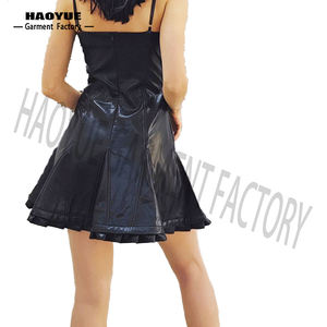 Dames personnalisées <span class=keywords><strong>petite</strong></span> noir Faux cuir PU Mini jupe <span class=keywords><strong>plissée</strong></span> soirée Mini Bandage moulante fente Sexy <span class=keywords><strong>robe</strong></span> courte pour les femmes - Product Image 3