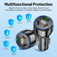 Adaptor Mobil 90W 3 Port Tipe C Pengisi Daya Ponsel di Mobil Pengisian Cepat 30W USB C PD QC 3.0 Pengisi Daya Mobil 3-in-1 untuk Ponsel