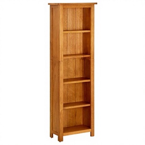 Wholesale <b>Solid</b> Oak <b>Wood</b> Narrow <b>Bookcase</b> 5-Tier Tall Bookshelf Rustic Display Cabinet Factory Direct - Product Image 3