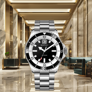 Montre-bracelet de luxe en acier inoxydable 316L cristal lumineux fenêtre mouvement à Quartz 22mm largeur de bande pointeur en acier noir coloré - Product Image 1