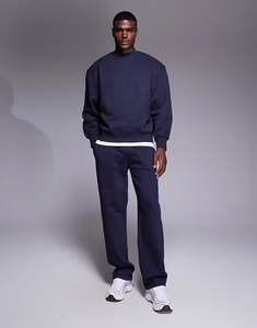 Sweat à capuche personnalisé poids lourd 100% coton hommes sweats à capuche surdimensionnés confort polaire col rond <span class=keywords><strong>pull</strong></span> en <span class=keywords><strong>bleu</strong></span> <span class=keywords><strong>marine</strong></span> - Product Image 4