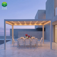 Pergola de jardin extérieure en aluminium étanche avec télécommande électrique et écran pour les fêtes dans la cour et sur la terrasse