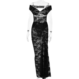 ชุดเดรสยาวลูกไม้แบบไหล่เดียว ชุดคลุมว่ายน้ำแบบไม่มีแขนรัดเอวโชว์หลัง - Product Image 5