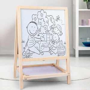 Multifunktionales zwei-in-eins-faltbares doppelseitiges magnetisches zeichentafel aus holz für kinder easel schwarz und weiß zeichentafel - Product Image 2