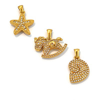 Breloques en forme d'étoile de mer et de coquillage, thème plage et océan, micro-pavées de zircon, en acier inoxydable 316L, pour la création de colliers, bracelets et bijoux DIY