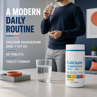 Complément Minéral Calcium Magnésium Zinc + D3 en Comprimés, Fourniture Directe Usine, Flacon de 60 Comprimés, Marque Privée, Faible MOQ, Vente en Gros