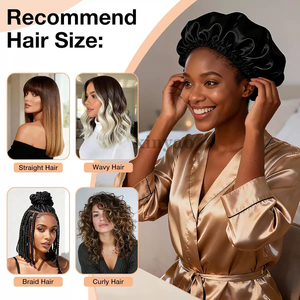 Bonnet <span class=keywords><strong>de</strong></span> <span class=keywords><strong>nuit</strong></span> en satin 2-en-1 détachable avec logo personnalisé, ajustable, idéal <span class=keywords><strong>pour</strong></span> les femmes, réutilisable <span class=keywords><strong>pour</strong></span> un usage quotidien - Product Image 4