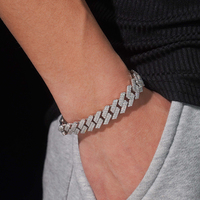 Chaîne cubaine en argent S925 de 12 mm, double rangée de moissanite, bracelet et collier cubains trapézoïdaux, best-seller hip-hop