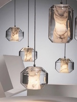 Lustre LED en albâtre naturel espagnol, petit, moderne, simple, de luxe, pour salon, chevet, club, salle d'exposition, vitrine
