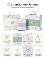 Boîte cadeau portable écologique réutilisable faite à la main avec fermeture magnétique à rabat, motif floral, personnalisable pour les entreprises