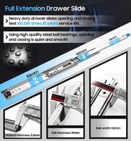 Rails de verrouillage en acier robuste de 53 mm, capacité 125 kg, à extension complète, épaisseur 2,0 mm, installation facile, pour coffres à outils, centres commerciaux et salles de bain