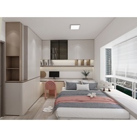 Meuble de chambre moderne sur mesure pour toute la maison : Armoire en pierre monobloc avec 2 tiroirs, lit tatami et bureau intégré