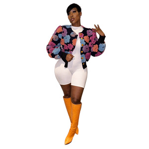 2023 hiver printemps haute qualité élégant laine recadrée <span class=keywords><strong>veste</strong></span> élégant 3D fleur Bomber manteaux et vestes en <span class=keywords><strong>velours</strong></span> côtelé pour femmes - Product Image 5