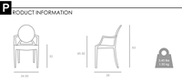 Chaise fantôme bleu clair à empiler en plastique pour fête d'enfants