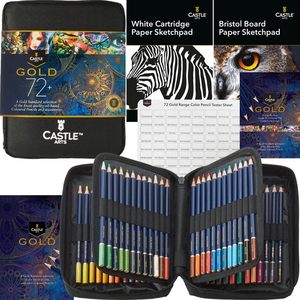 Ensemble de 72 crayons de couleur <span class=keywords><strong>Castle</strong></span> <span class=keywords><strong>Art</strong></span> <span class=keywords><strong>Supplies</strong></span> Gold Standard avec des noyaux de couleur à base d'huile pour les artistes adultes dans un étui à fermeture éclair - Product Image 6