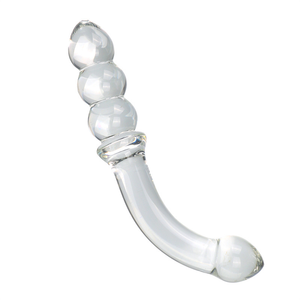 Dildo <span class=keywords><strong>in</strong></span> Vetro Curvo a Doppia Estremità, Plug Anale con Perline per Stimolazione del Punto G Unisex - Sex Factory - Product Image 3