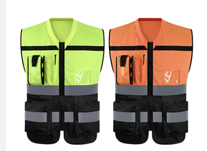 Gilet de sécurité multi-poches en coton pour chantier de construction Logo personnalisable Patchwork Vêtements réfléchissants pour travaux routiers Vente en gros - Product Image 2