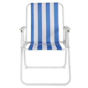 Chaise de plage pliante rayée avec structure en fer, chaise longue de camping, chaise longue de loisirs d'extérieur - Product Image 2