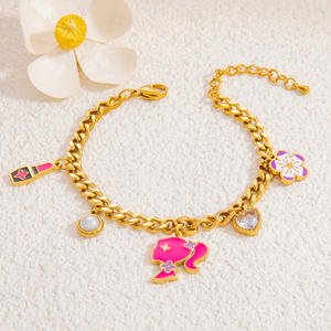 SUMMLY tendencia al por mayor personalizado forma de flor fina 18K chapado en oro pulsera colgante de acero inoxidable joyería de moda - Product Image 4