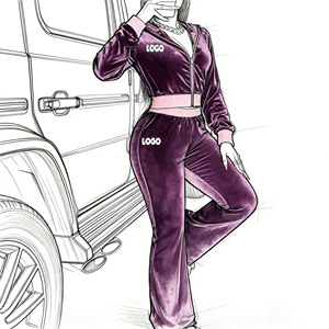 <span class=keywords><strong>Tuta</strong></span> da Jogging in <span class=keywords><strong>Velluto</strong></span> Y2K per <span class=keywords><strong>Donna</strong></span> 2026, Set 2 Pezzi Personalizzabile con Logo Ricamato di Alta Qualità - Product Image 1