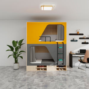 Cama Capsula <span class=keywords><strong>de</strong></span> Diseño Moderno <span class=keywords><strong>de</strong></span> Fábrica, <span class=keywords><strong>de</strong></span> Madera Maciza con Estantería Divisoria y <span class=keywords><strong>Escalera</strong></span> Tipo Cajón para Uso Doméstico y Dormitorios Juveniles - Product Image 3
