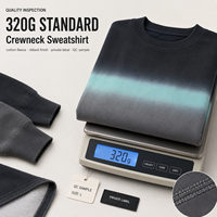 HuaYi GOTS&OEKO-TEX Sweat-shirt à col rond en molleton 100% coton 320GSM personnalisable, délavé dégradé, style streetwear décontracté, ODM