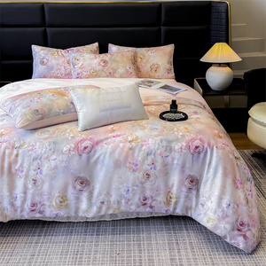 Parure de lit de luxe 4 pièces en coton 100 % certifié OEKO-TEX, motif floral, 300 fils, satiné, infroissable, entretien facile - Product Image 6