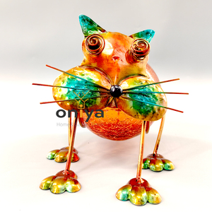 Statue d'animal solaire Oniya en métal, mignonne, chien, <span class=keywords><strong>chat</strong></span>, grenouille, pour <span class=keywords><strong>jardin</strong></span> extérieur avec boule de verre LED, décoration de <span class=keywords><strong>jardin</strong></span> printanière - Product Image 2