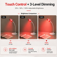 Lampe de table LED rechargeable haute performance 1800 mAh, corps noir/blanc, lumière rouge 625~630/660/670 nm, lampe de lecture pour hôtel