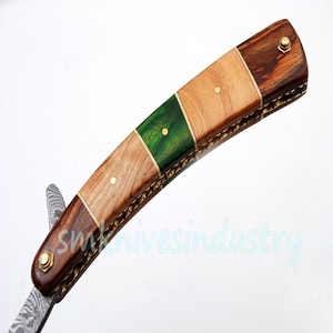 Navaja de Afeitar de Acero de Damasco Tallada a Mano, Tradicional y Personalizada (Rz308) - Product Image 3