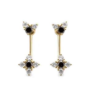 New Fashion Women 925 silver Black White Diamonds ear flower earrings