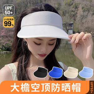 Summer Wide Brim Sun Visor Hat Solid Color UV Protection Breathable Nylon Running Cap For Outdoor Sports - Product Image 2