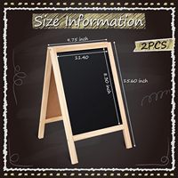 2 Pcs 15.6 "x 9.75" Petit tableau noir Panneaux de table Menu Planche en bois un cadre Tableau noir Chevalet Sandwich Board Double Sid