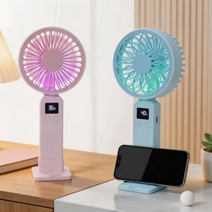 LingPan Portable Fan With Digital Display 5W DC Motor Handheld <b>Battery</b> <b>Operated</b> With Light Desk Stand Summer Cooling - Product Image 3