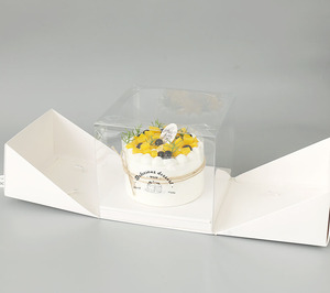 Sinh Nhật Bánh Cưới Bao Bì Bánh Mousse Sang Trọng Nhựa Trong Suốt Bánh Hộp Nhà Sản Xuất 6 <span class=keywords><strong>8</strong></span> Inch Đôi Mở Bánh Hộp - Product Image 5