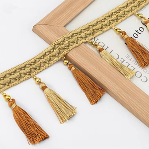 Rideau de 11 centimètres avec bordure en dentelle, décoration de mariage, pendentif <span class=keywords><strong>boule</strong></span> bicolore en dentelle, pompon fluide - Product Image 2