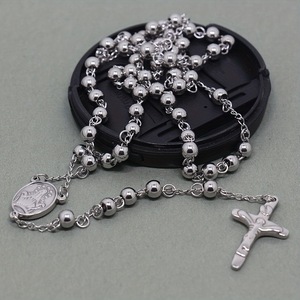 Collar de Rosario Unisex de Acero Inoxidable con Cuentas de 6mm, Cruz de San Judas Tadeo y Medalla de <span class=keywords><strong>la</strong></span> <span class=keywords><strong>Virgen</strong></span> de Guadalupe, Regalo Religioso - Product Image 3