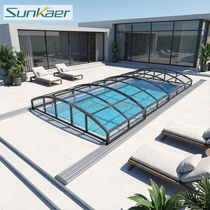 Sunaker <span class=keywords><strong>Véranda</strong></span> coulissante en aluminium motorisée pour extérieur, toit en verre <span class=keywords><strong>rétractable</strong></span> électrique, enclos de <span class=keywords><strong>piscine</strong></span> motorisé - Product Image 1